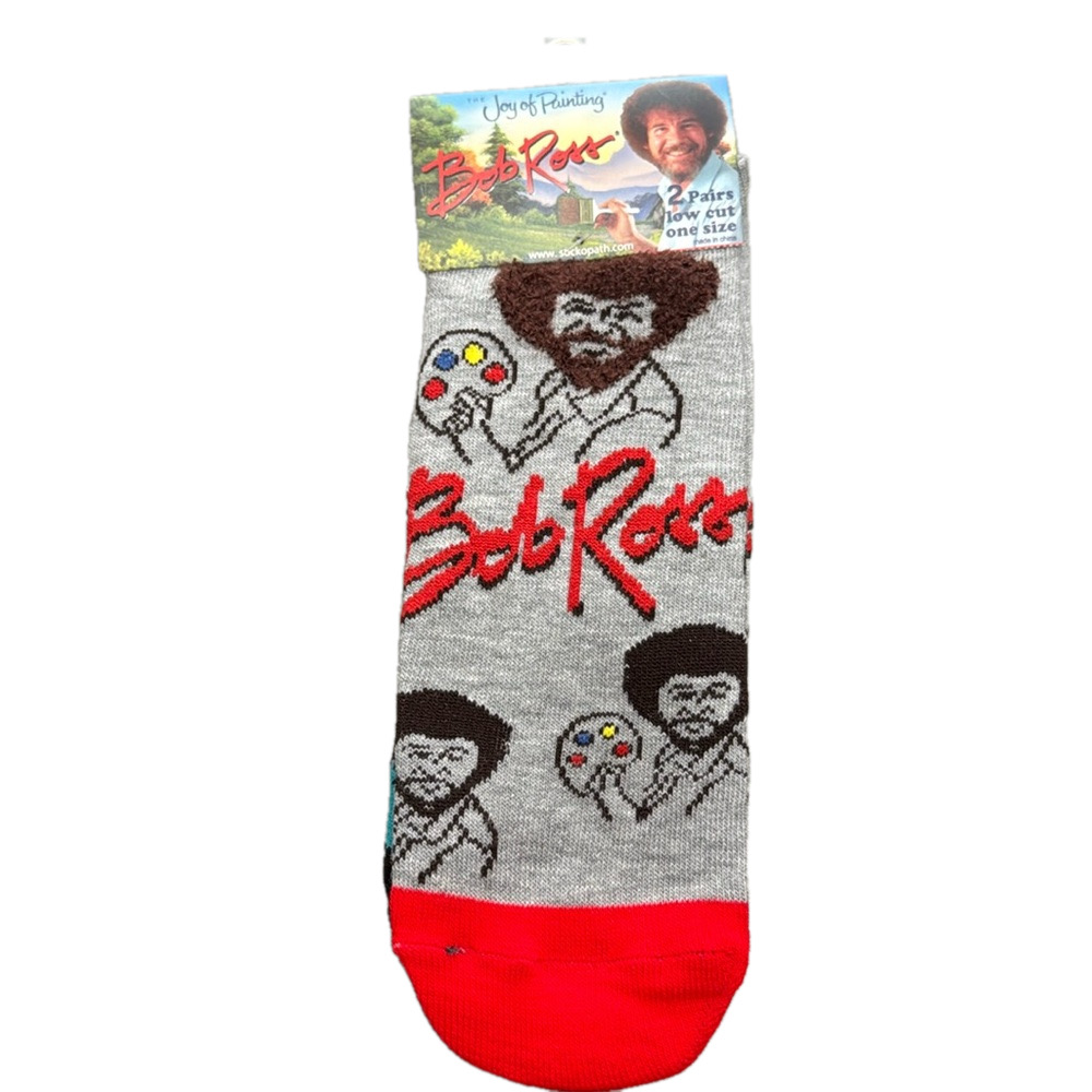 2 Pairs Bob Ross The Joy Of Painting Fuzzy Hair Novelty Socks NWT